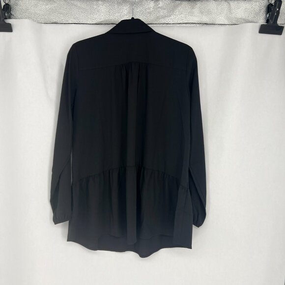 LOGO Stretch Woven Button Front Blouse Sz M - Picture 9 of 11